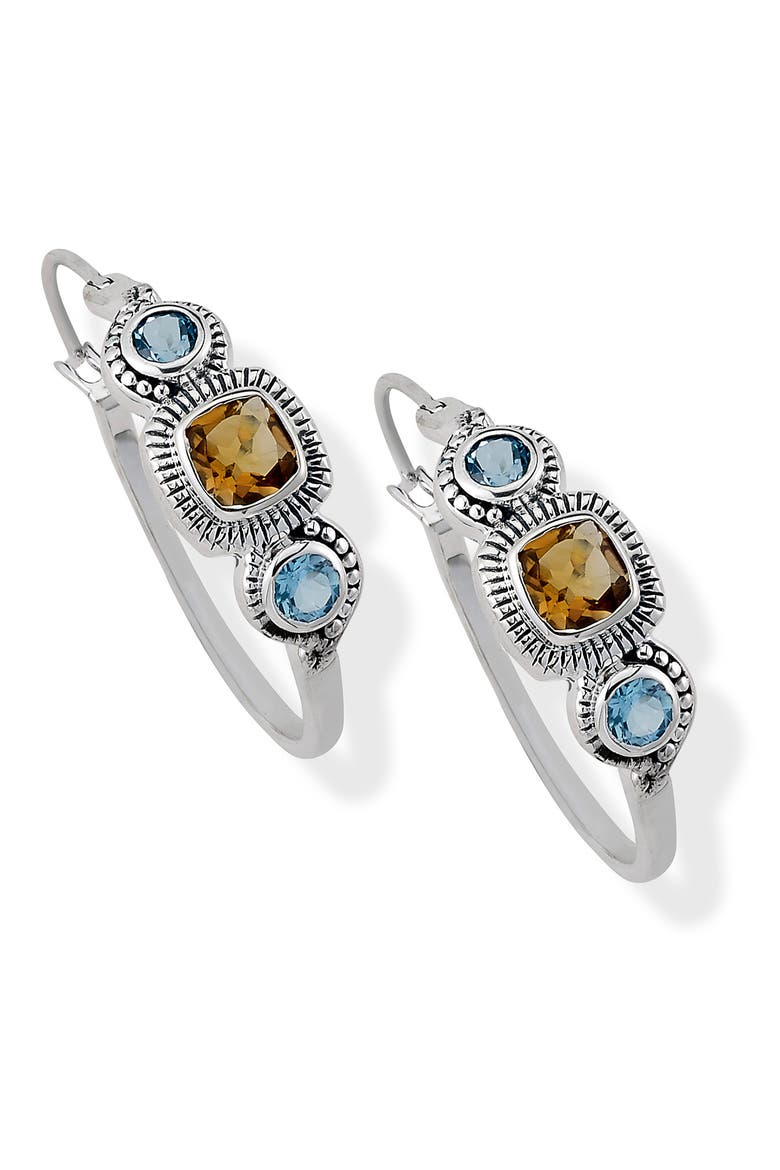 Sterling Silver & Semiprecious Stone Earrings, Main, color, SILVER/ CITRINE