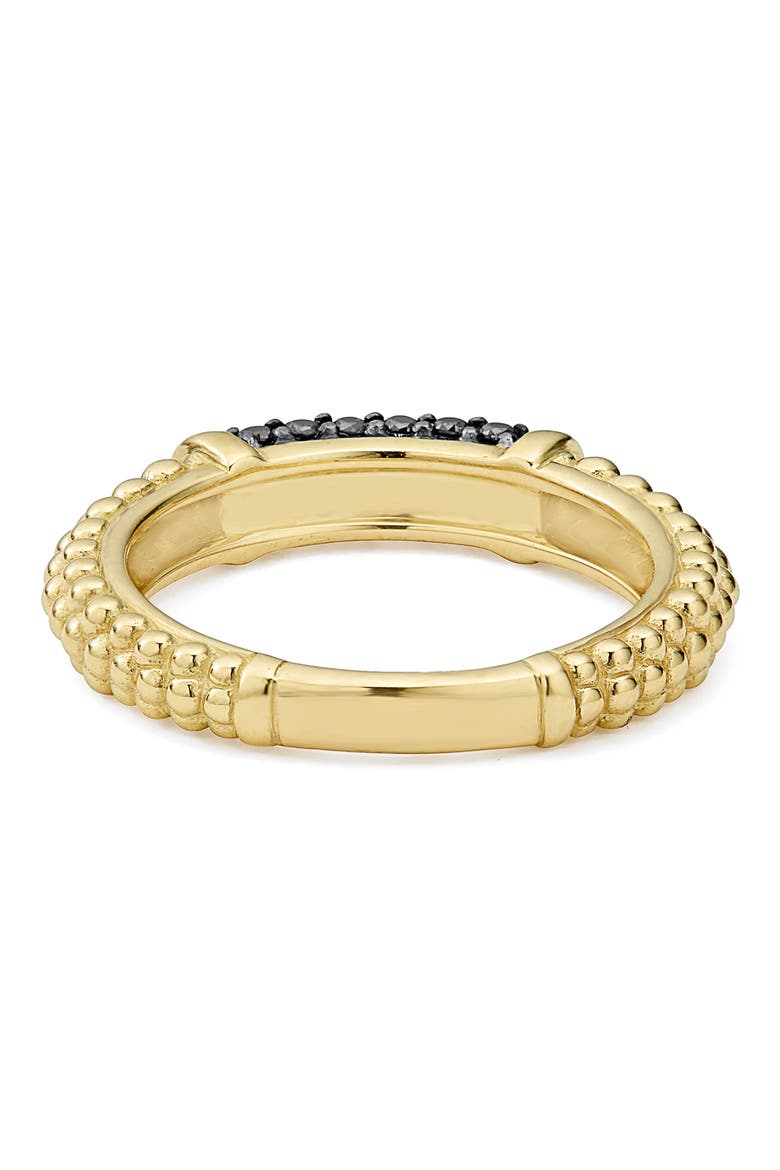 Gold & Black Caviar Black Diamond Pavé Stacking Ring, Alternate, color, GOLD