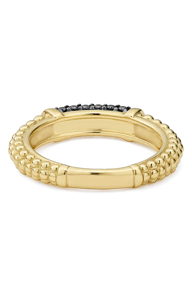 LAGOS Gold & Black Caviar Black Diamond Pavé Stacking Ring, Alternate, color, Gold