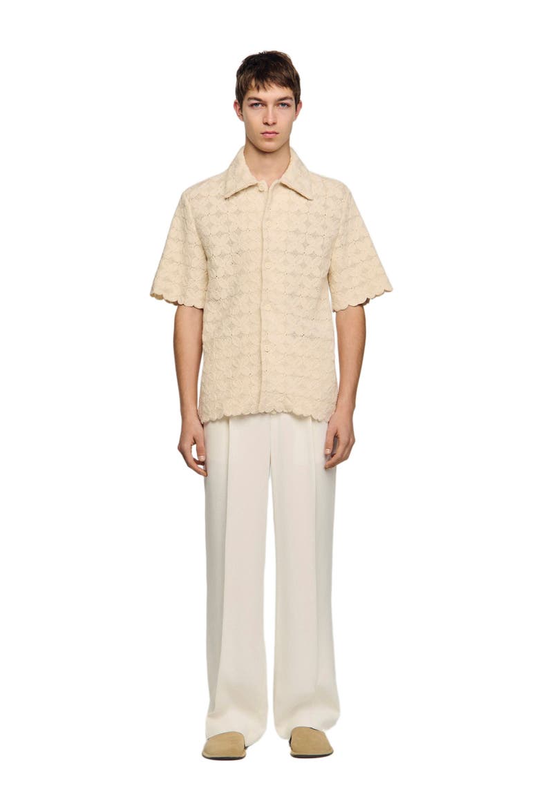 Cotton broderie anglaise shirt, Alternate, color, Ecru