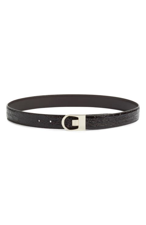 Cassandre Buckle Reversible Leather Belt