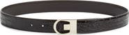Saint Laurent Cassandre Buckle Reversible Leather Belt