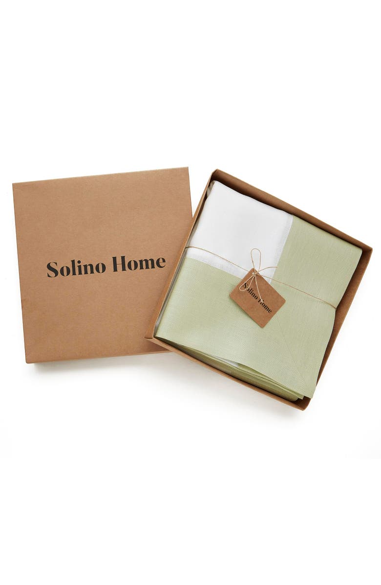 Solino Home Linen Tablecloth - Contempo, Alternate, color, Sage Green And White