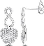 DELMAR Sterling Silver Pavé Diamond Infinity Heart Drop Earrings - 0.06ct.