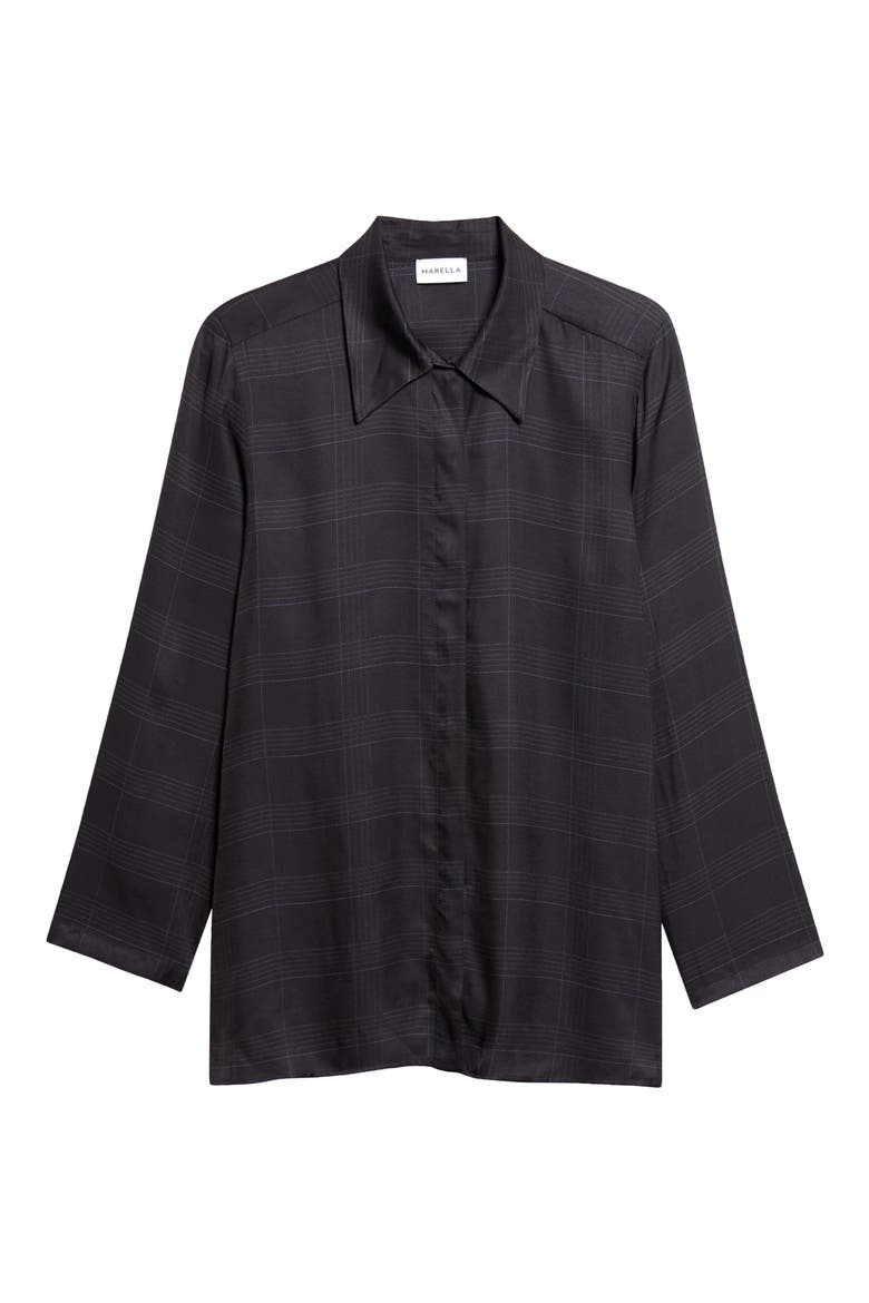 Ballata Point Collar Plaid Shirt, Alternate, color, NAVY