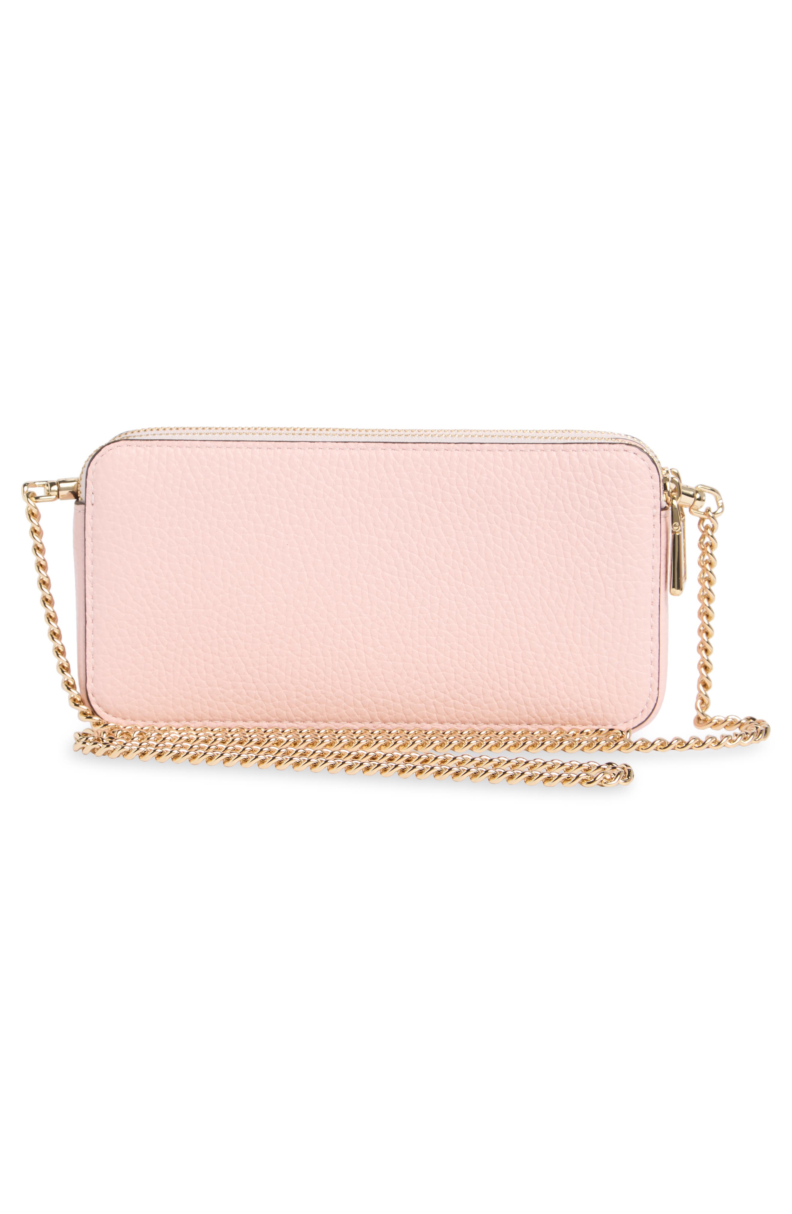 Kate Spade New York taylor pebbled leather double zip crossbody bag, Alternate, color, Chalk Pink