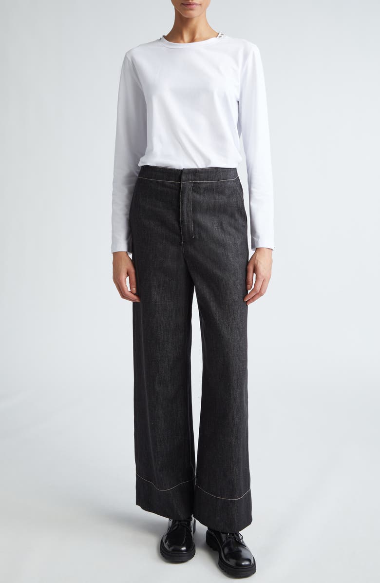 Max Mara Omelia Wide Leg Cotton Trousers, Alternate, color, 