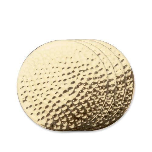 Viski Belmont Hammered Brass Coasters In Gold