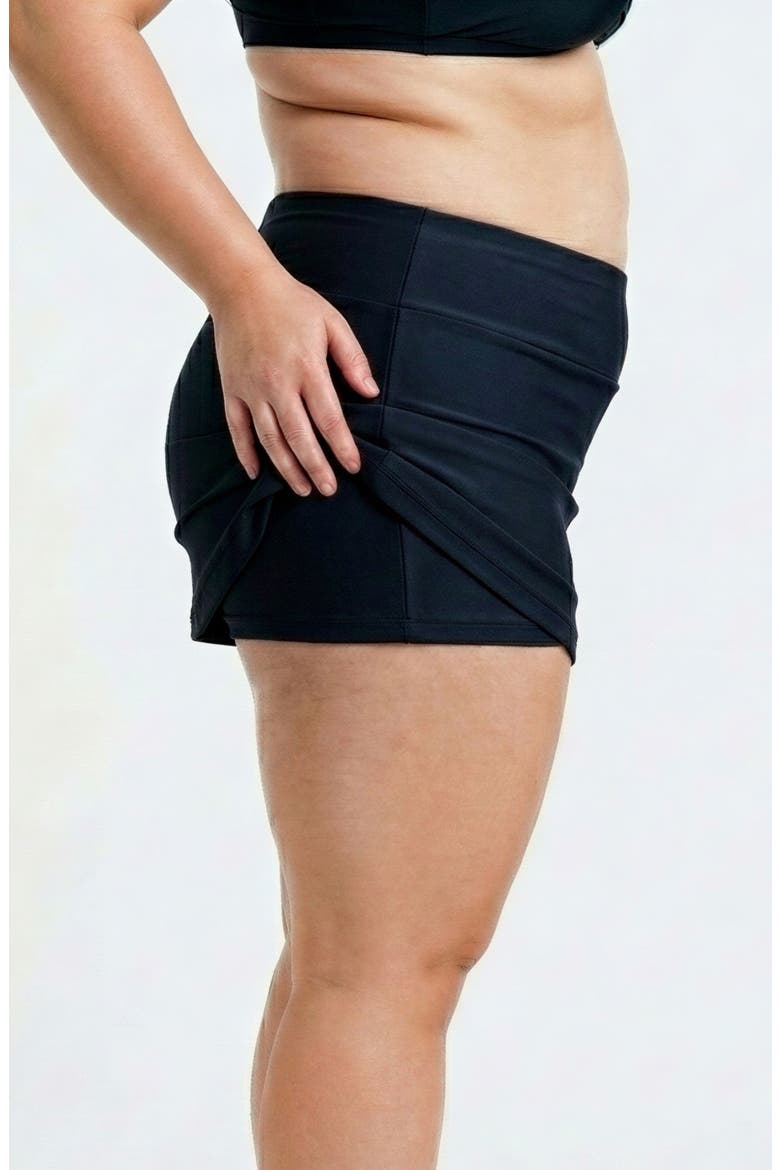 Short Swim Skort With Shorts, Alternate, color, Black