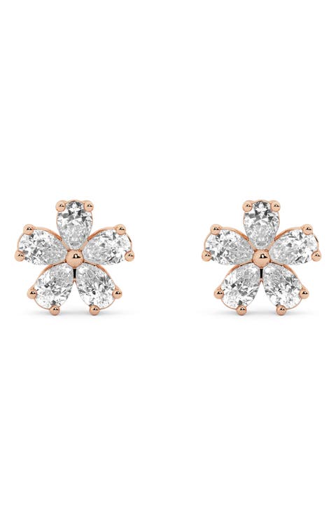 Lab Grown Diamond Flower Stud Earrings
