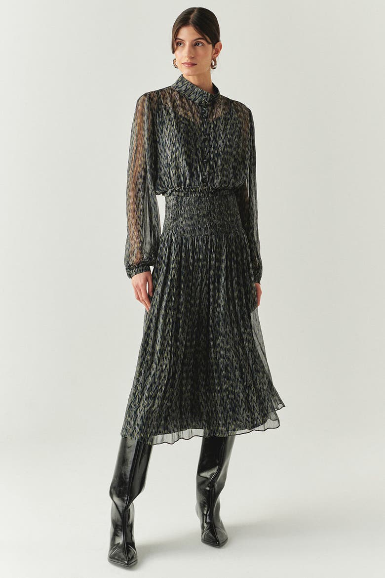 Vada Pleated Midi Skirt, Main, color, Black