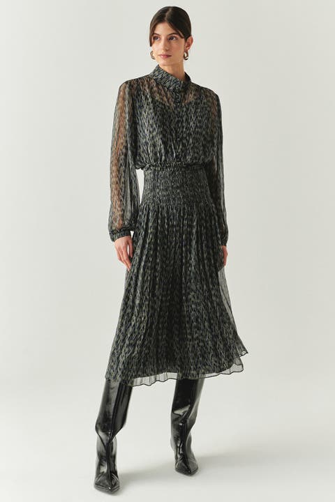 Vada Pleated Midi Skirt