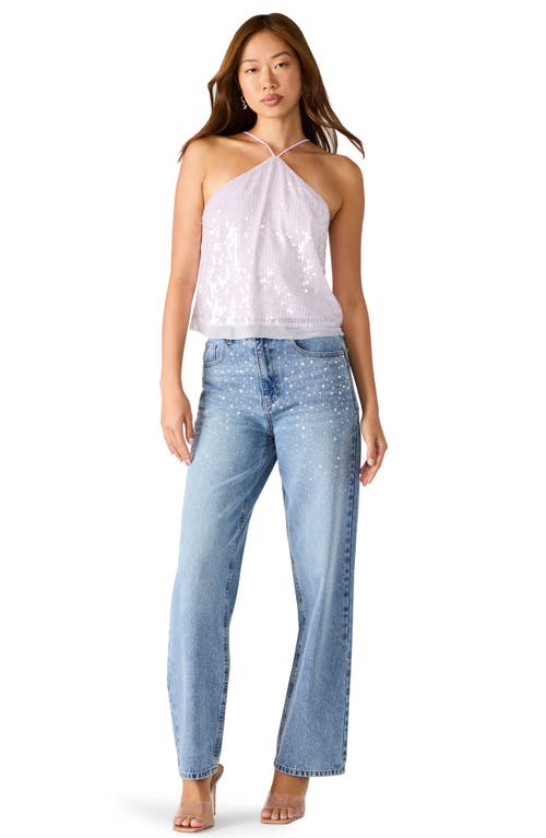 Steve Madden Taylor Crystal Embellished Straight Leg Jeans In Blue