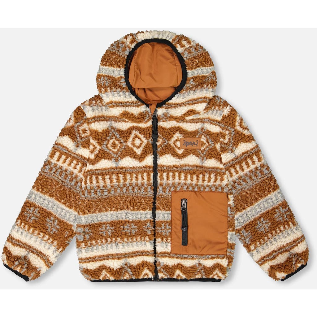 Deux Par Deux Kids Gender Inclusive Reversible Mid-season Jacket Geo Print In Multi
