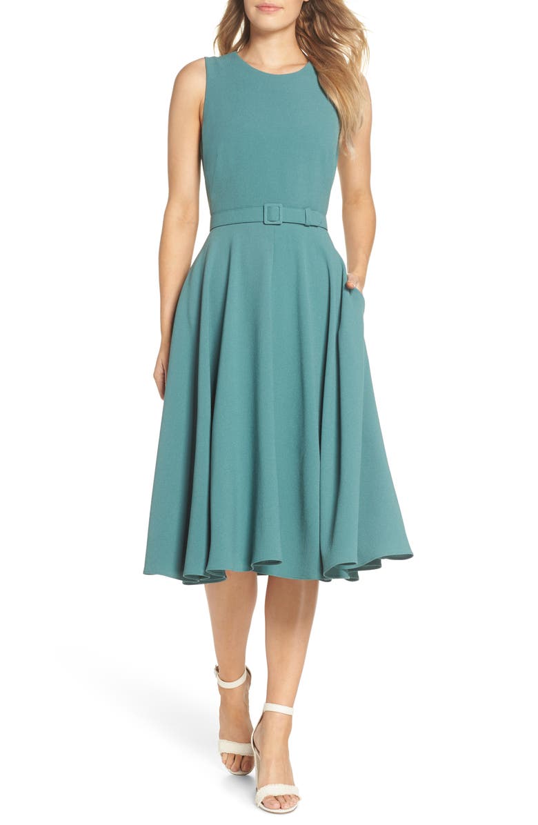 Gal Meets Glam Collection Kaye Belted Fit & Flare Dress, Main, color, 