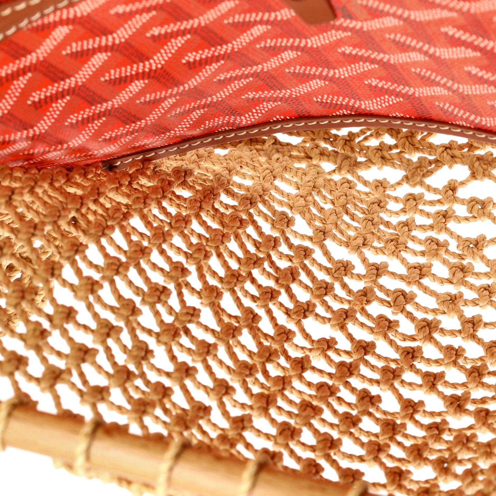 Pre-Owned Goyard Aligre Bag Raffia Net with Coated Canvas, Alternate, color, Orange