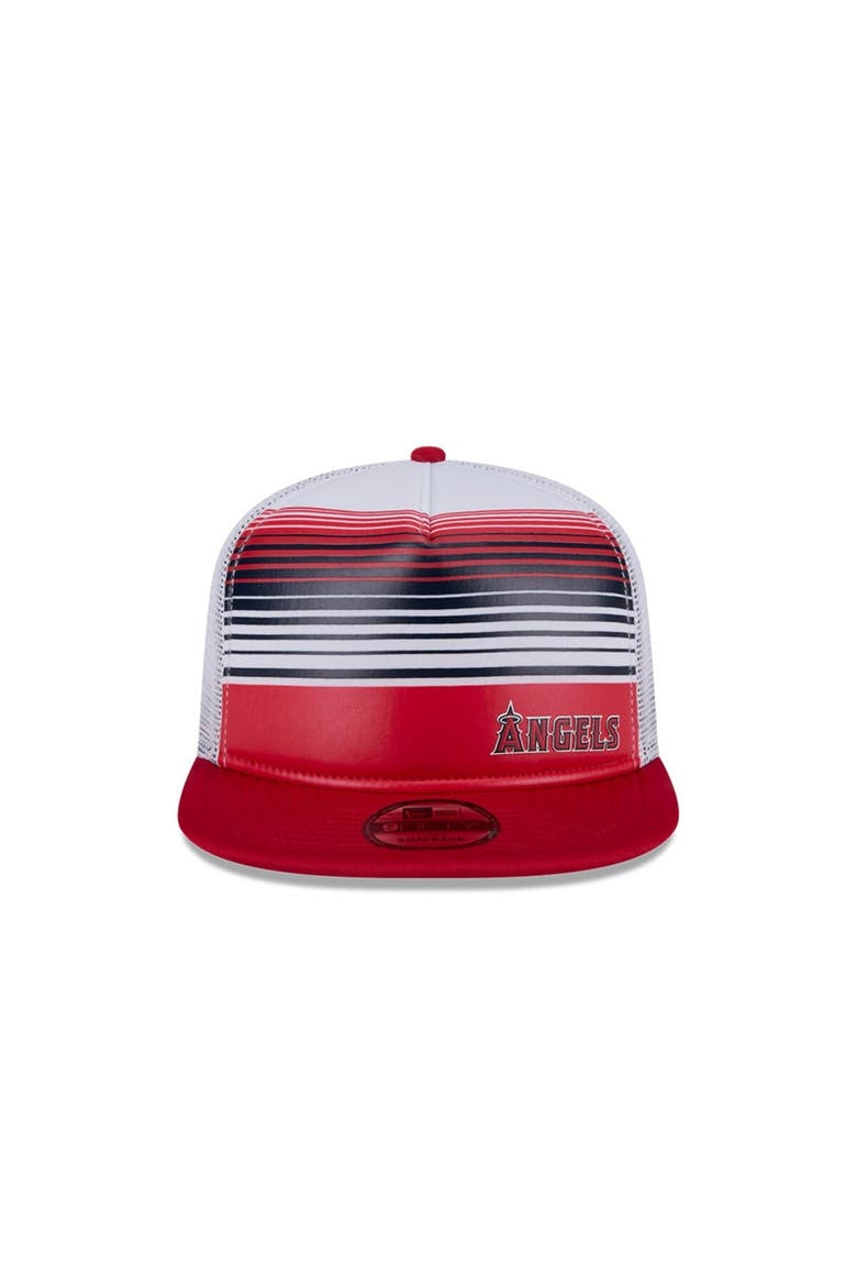 Men's New Era Red Los Angeles Angels Team Horizon 9FIFTY A-Frame Trucker Snapback Hat, Alternate, color, Red