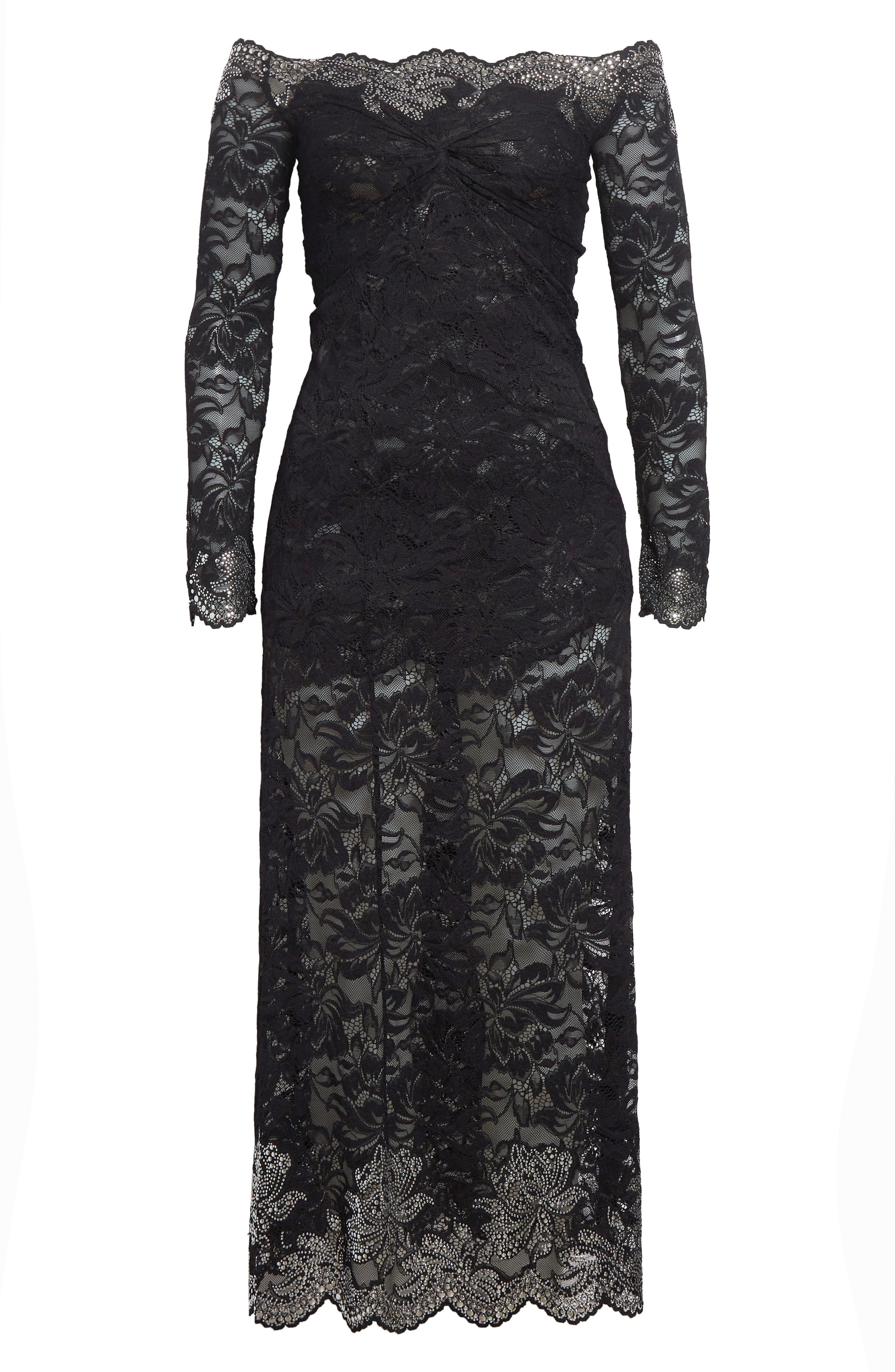 rabanne off the shoulder twist front guipure lace midi dress Rabanne Purple Lace Maxi Dress