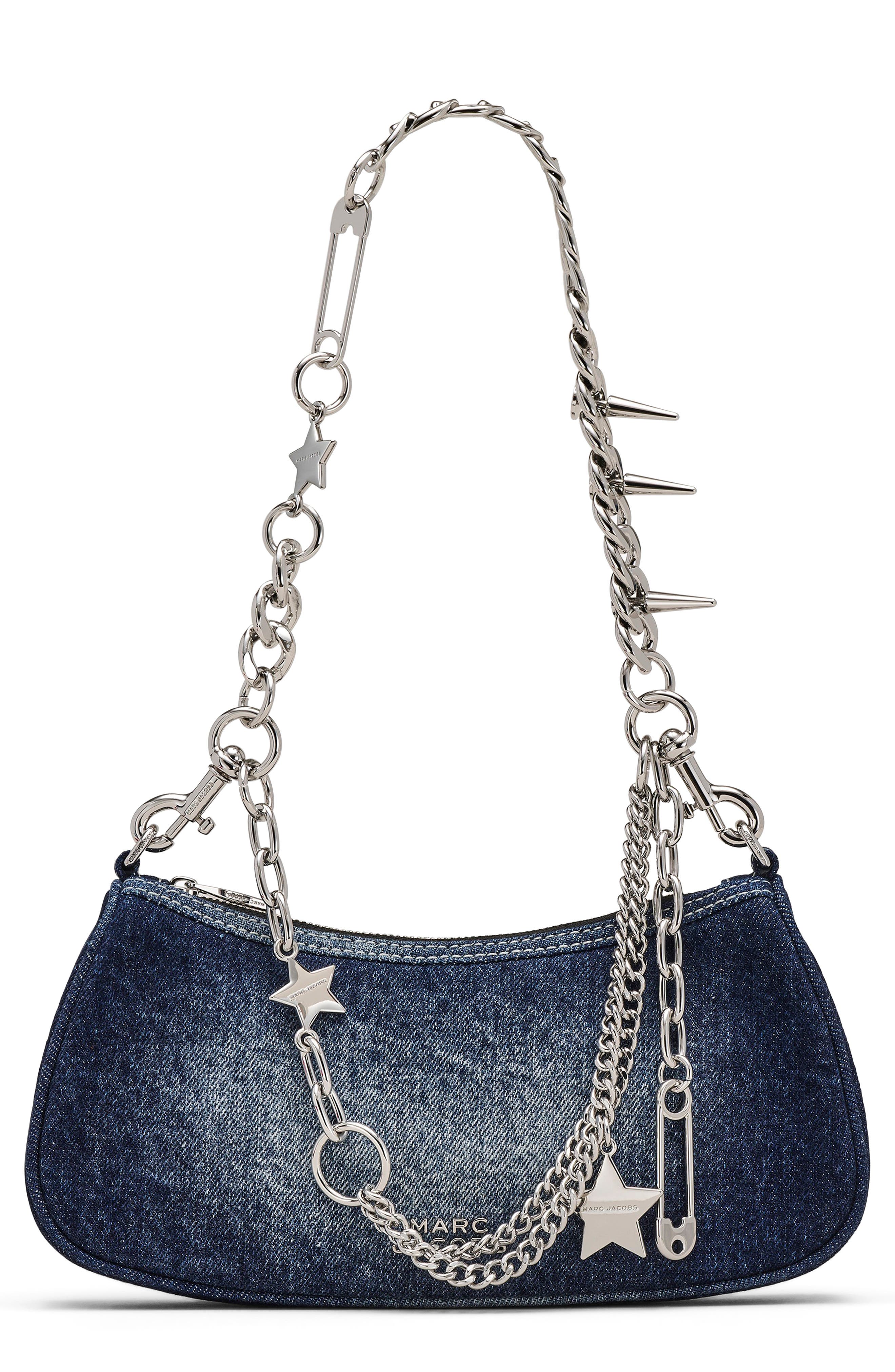 Marc Jacobs Shoulder Bag Star Studs Chain Strap In Blue