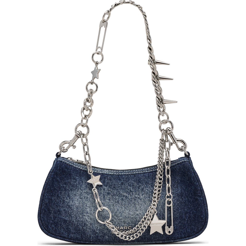 Marc Jacobs The Faded Denim Charm Shoulder Bag In Blue