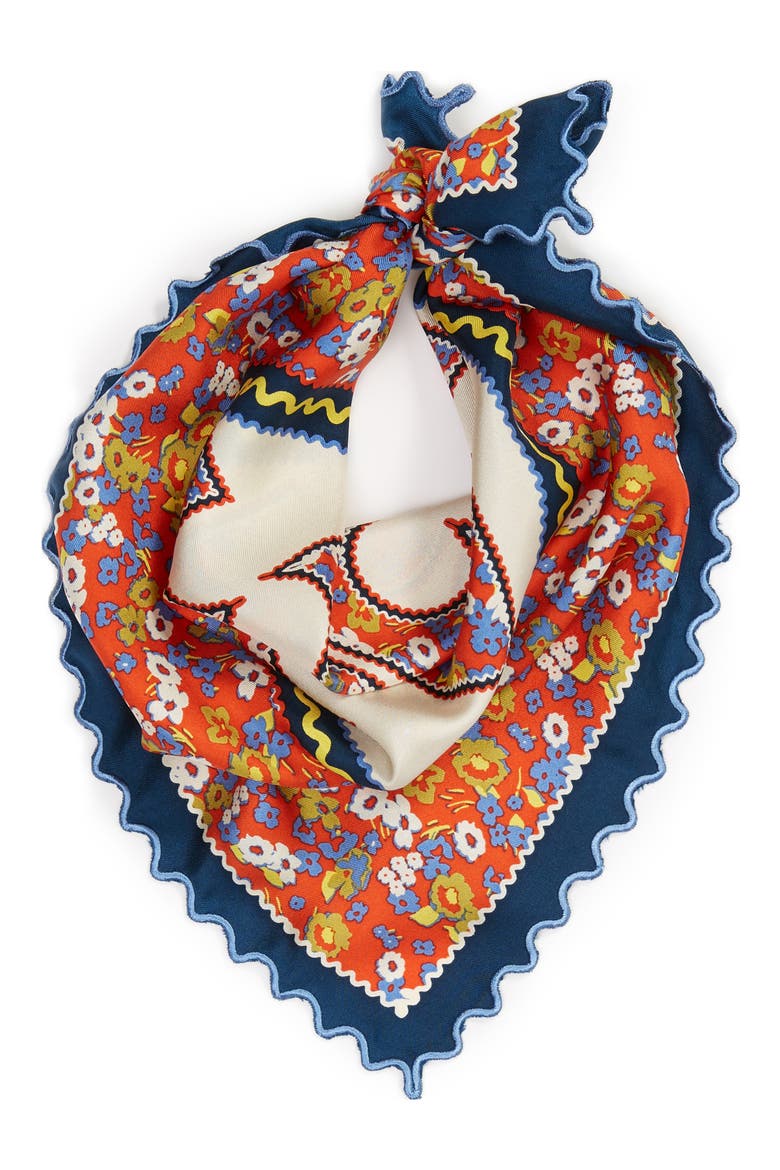 Red Confetti Silk Field Neckerchief, Alternate, color, POPPY RED