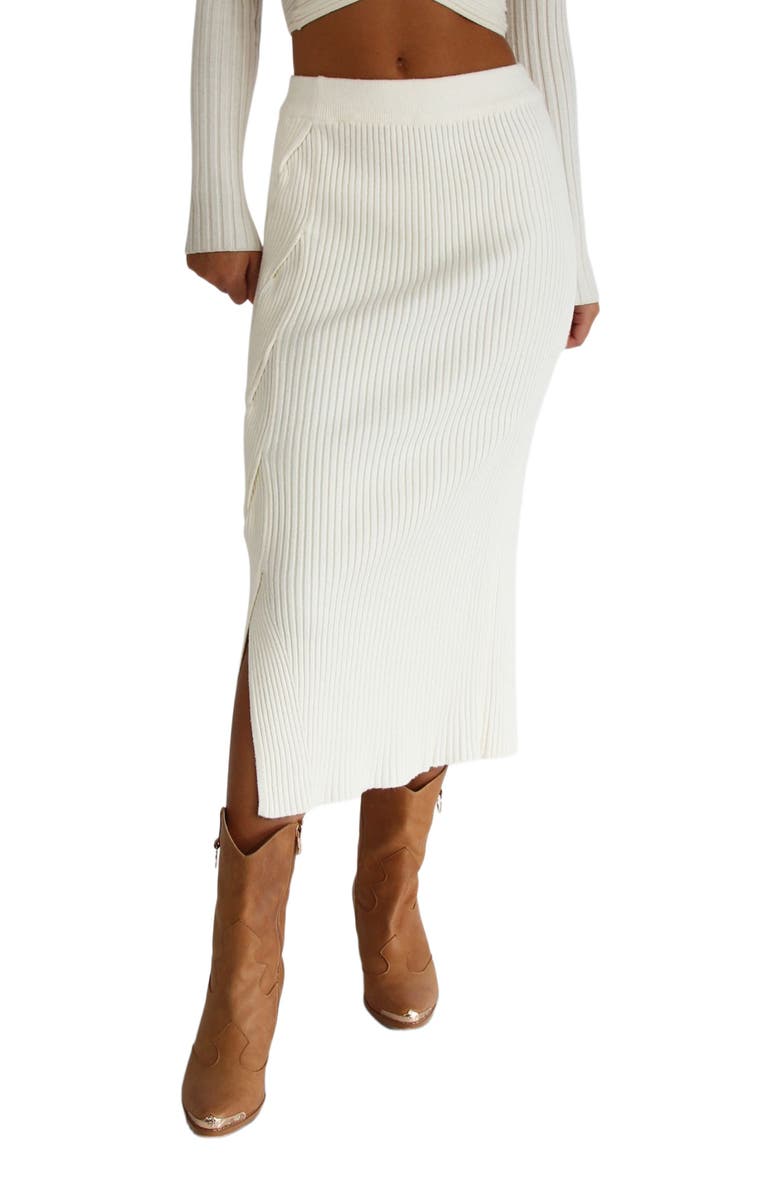 Belle & Bloom All My Life Knit Midi Skirt, Alternate, color, Cream
