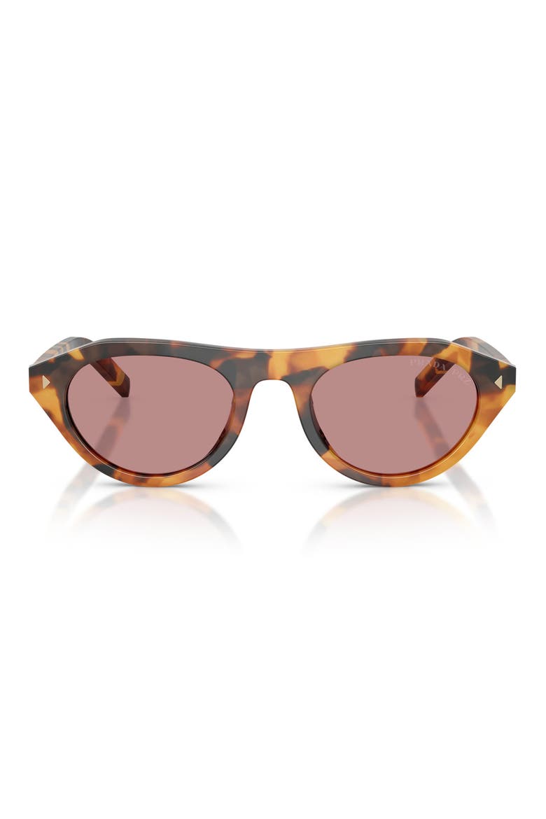 52mm Polarized Irregular Sunglasses, Main, color, CINNAMON TORTOISE/ PINK POLAR