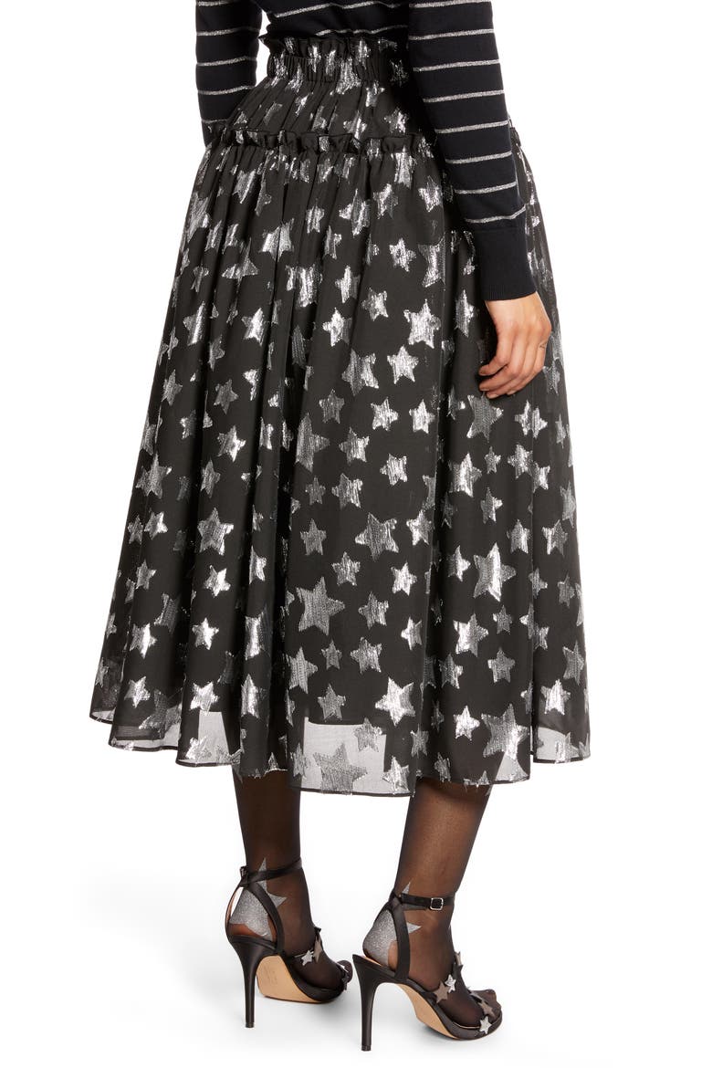 x Atlantic-Pacific Star Chiffon Midi Skirt (Nordstrom Exclusive), Alternate, color, BLACK- SILVER STARLIGHT PTN