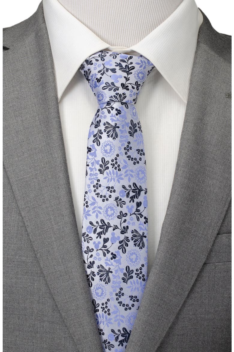 x Disney Mickey Floral Silk Tie, Alternate, color, BLUE