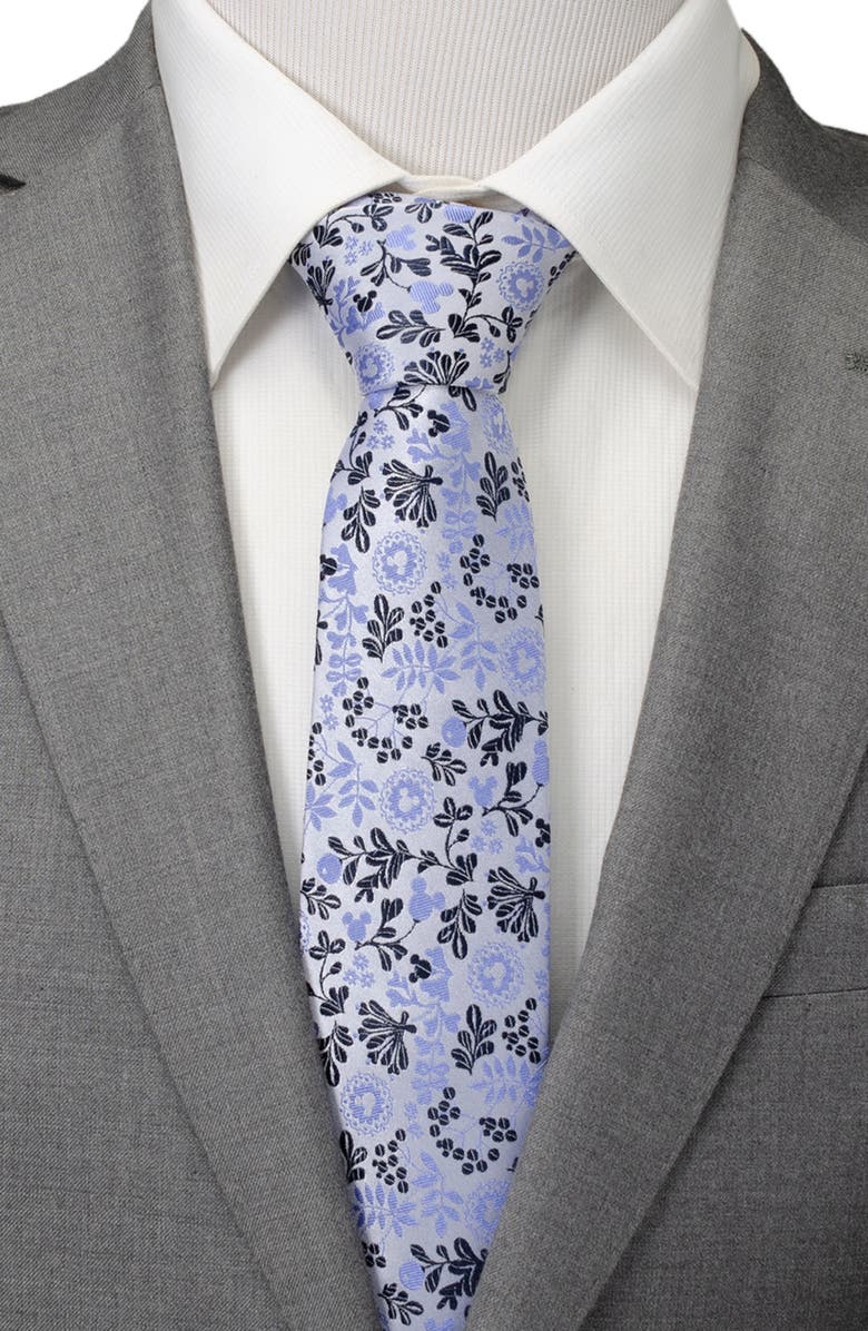 Cufflinks, Inc. x Disney Mickey Floral Silk Tie, Alternate, color, Blue
