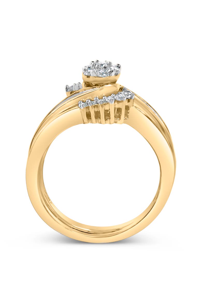 14K Yellow Gold Plated Sterling Silver 1/2 Cttw Diamond Cluster Spiral Bridal Set, Alternate, color, Yellow Gold over Silver