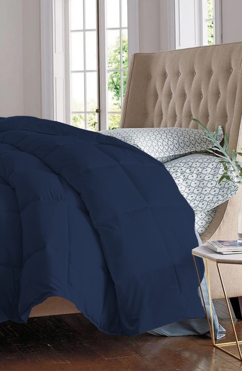 Luxury Home Solid Navy Microfiber Comforter, Main, color, Navy