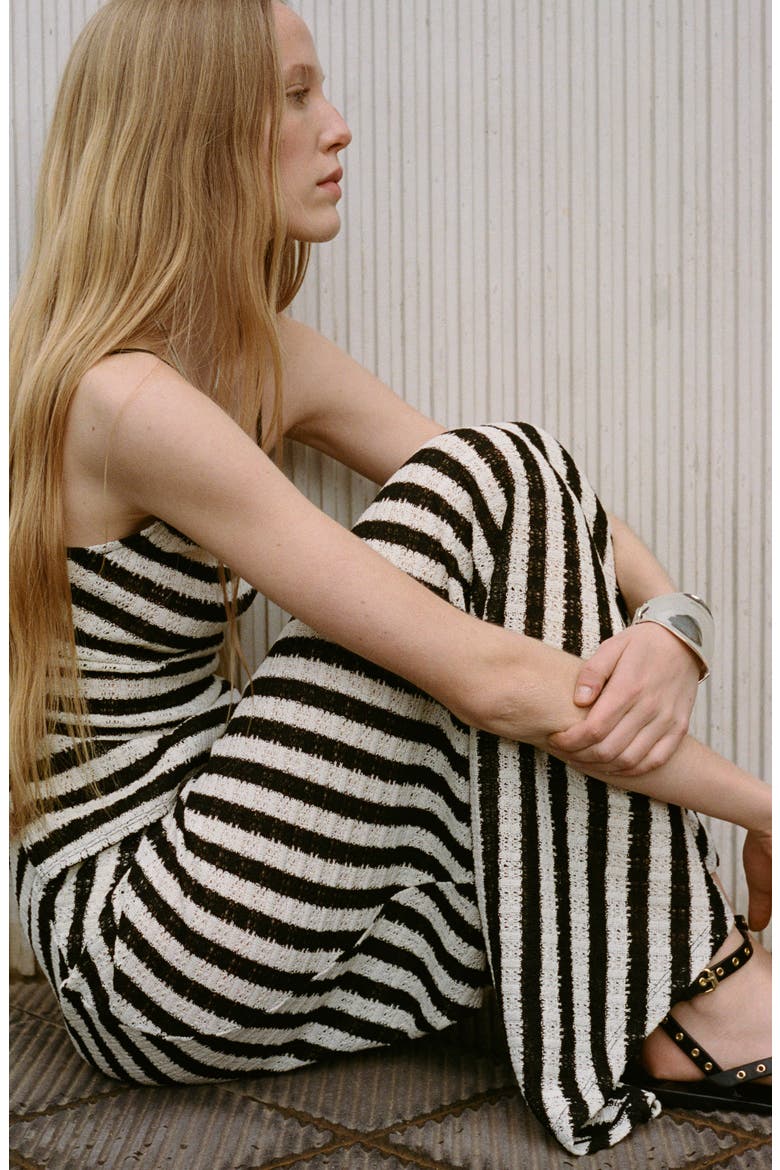 Stripe Maxi Sweater Skirt, Alternate, color, BLACK
