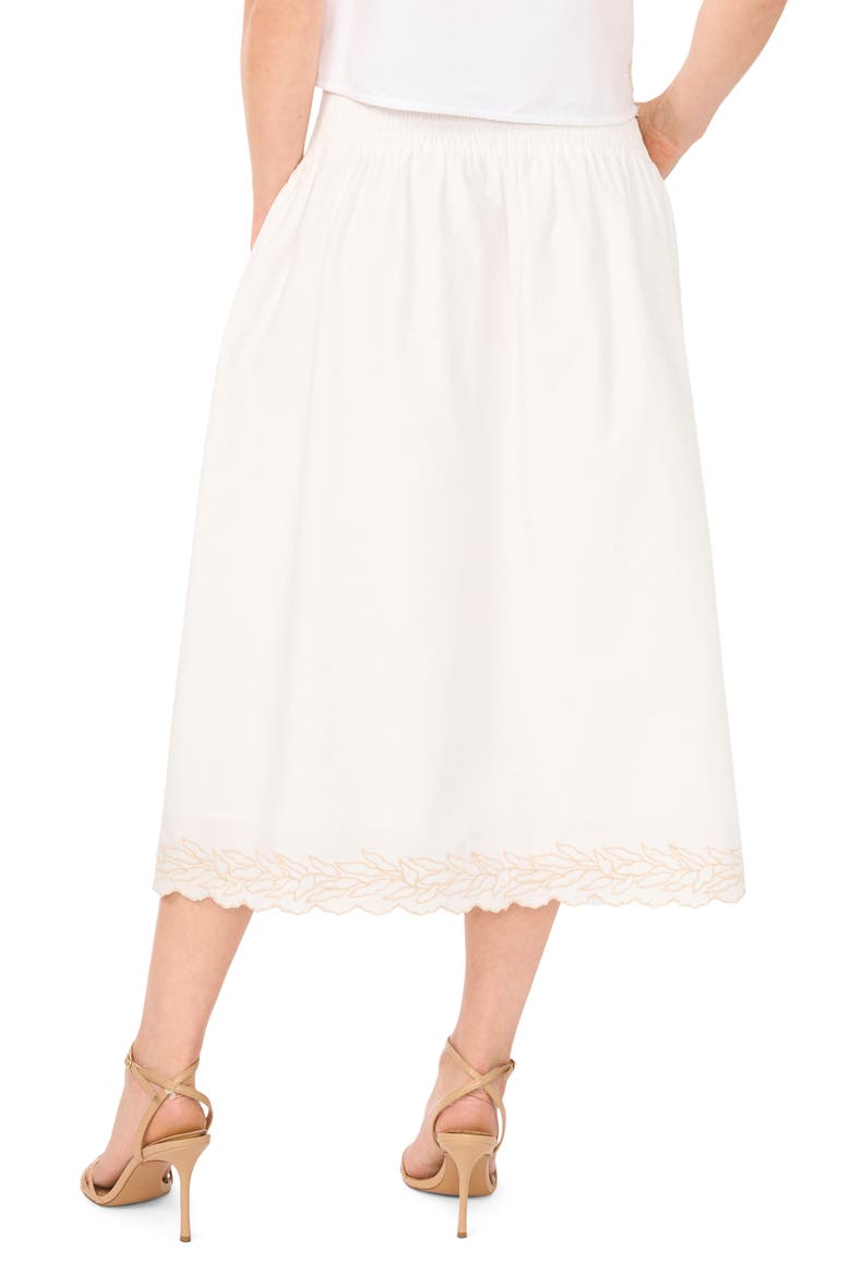 Smocked Waist Embroidered Midi Skirt, Alternate, color, ULTRA WHITE