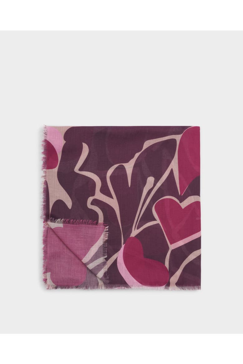 Organic Heart Printed Scarf in Maroon And Cherry, Main, color, Maroon and Cherry