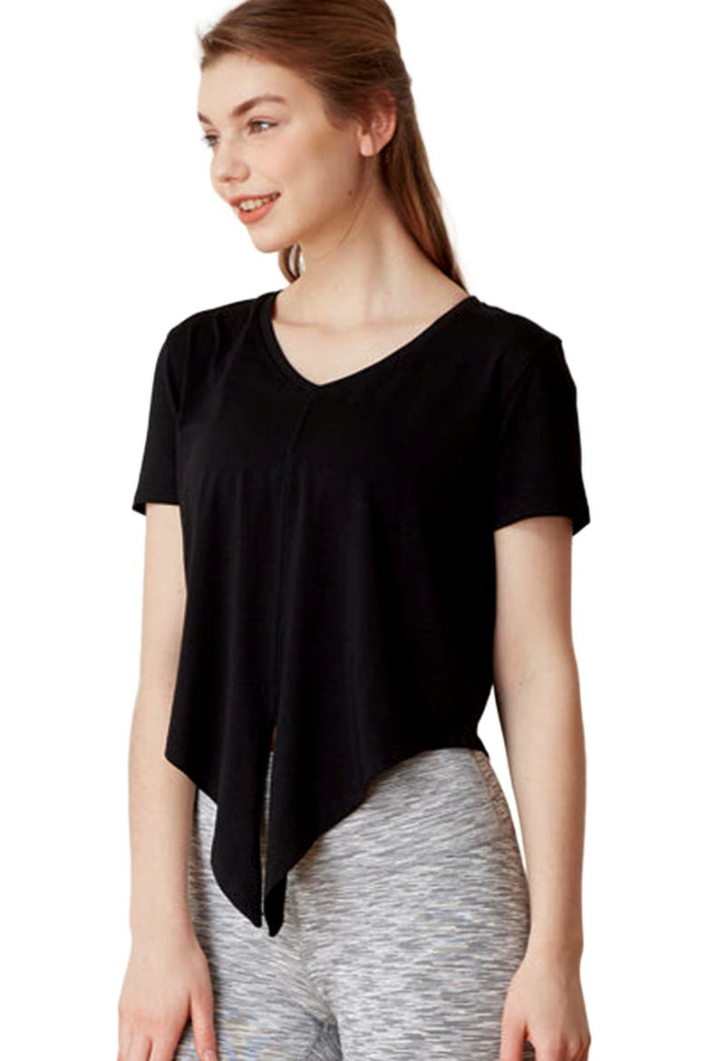 Knot your Race V Neck Short Sleeve Top, Main, color, Black