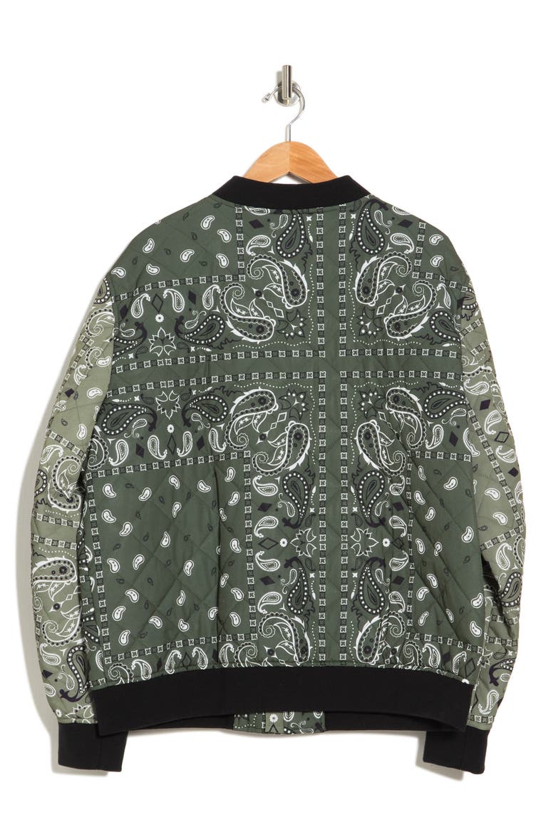 Quilted Zip Up Bomber Jacket, Alternate, color, OLIVE