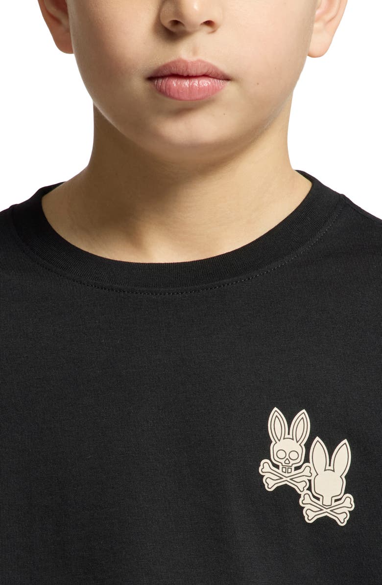 Psycho Bunny Kids' Elliot Cotton Graphic T-Shirt, Alternate, color, Black
