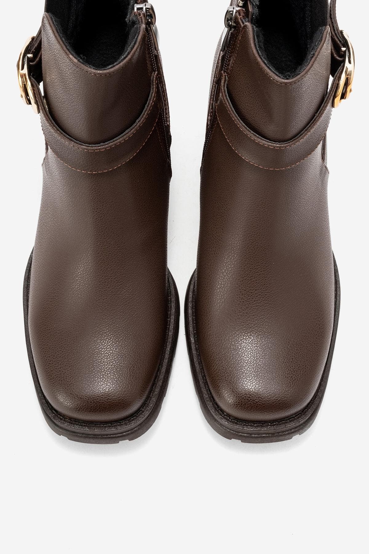 Prologue Shoes Heile Buckle Block Heel Boot, Alternate, color, Brown