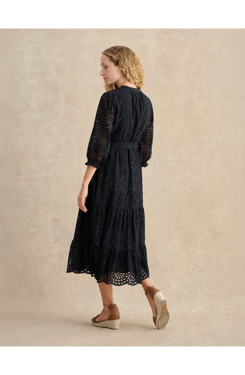 HOBBS LONDON Cianna Tiered Broderie Midi Dress, Alternate, color, Navy