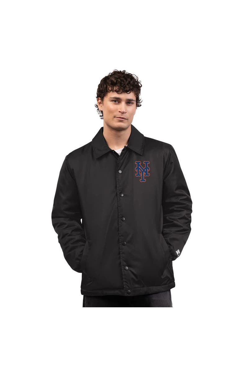 STARTER Men's Starter  Black New York Mets Full-Snap Coaches Jacket, Alternate, color, Black