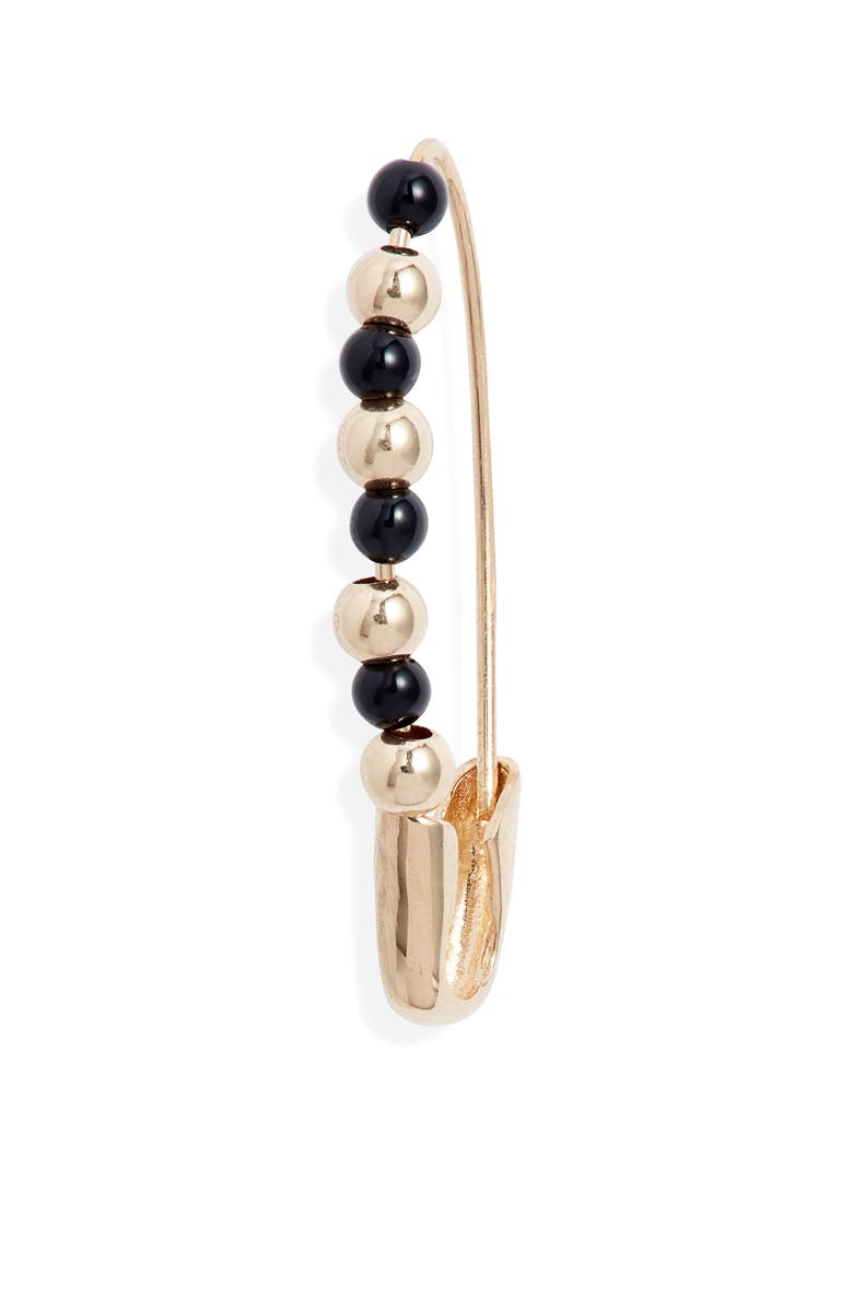 Loren Stewart Friendship Onyx & 14K Gold Safety Pin Earring, Main, color, 