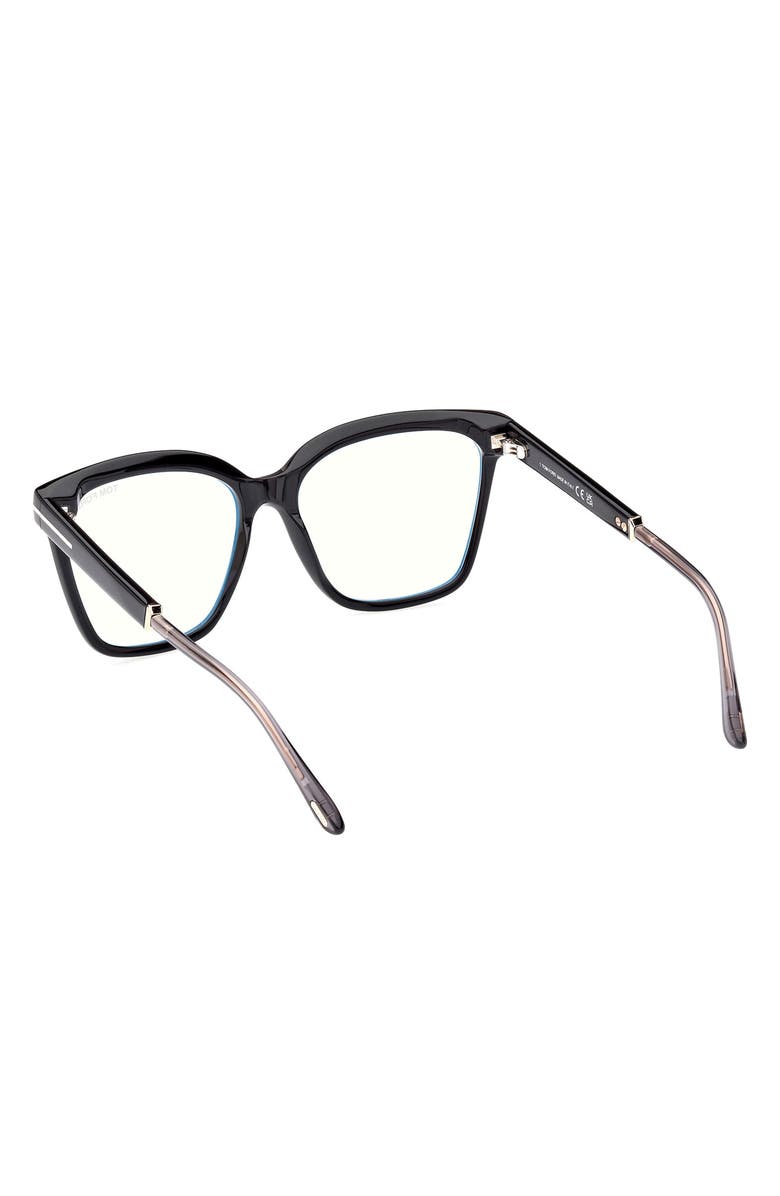 TOM FORD 56mm Square Blue Light Blocking Optical Glasses, Alternate, color, Black Rose Gold / T Logo