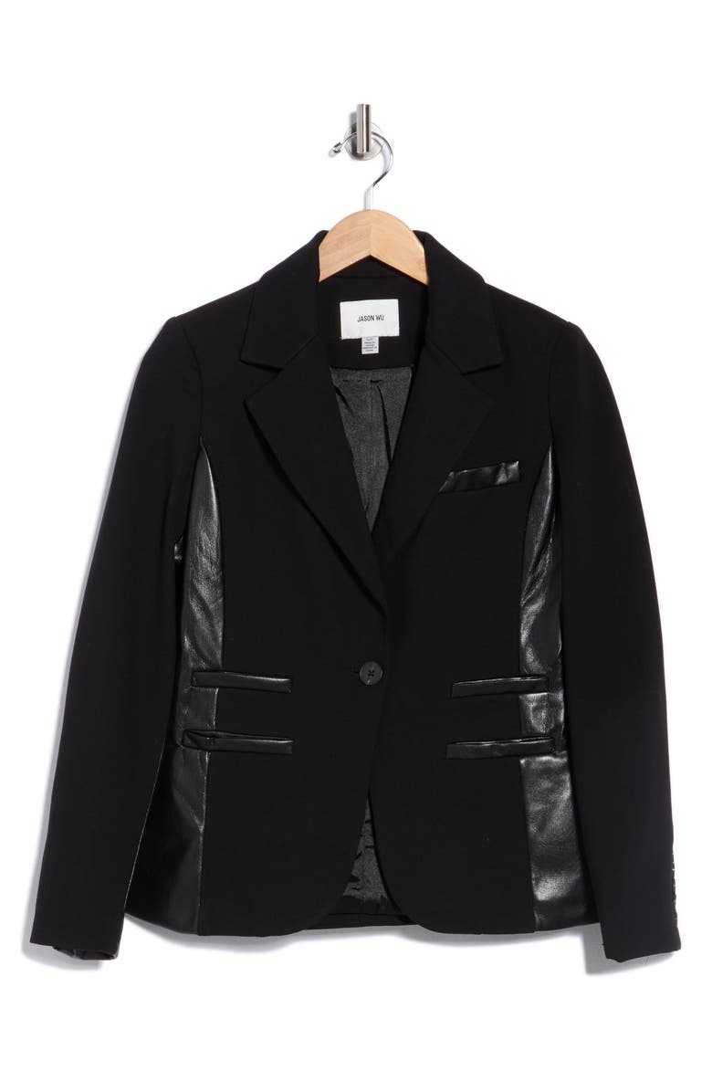 JASON WU Mixed Media Blazer, Alternate, color, Black