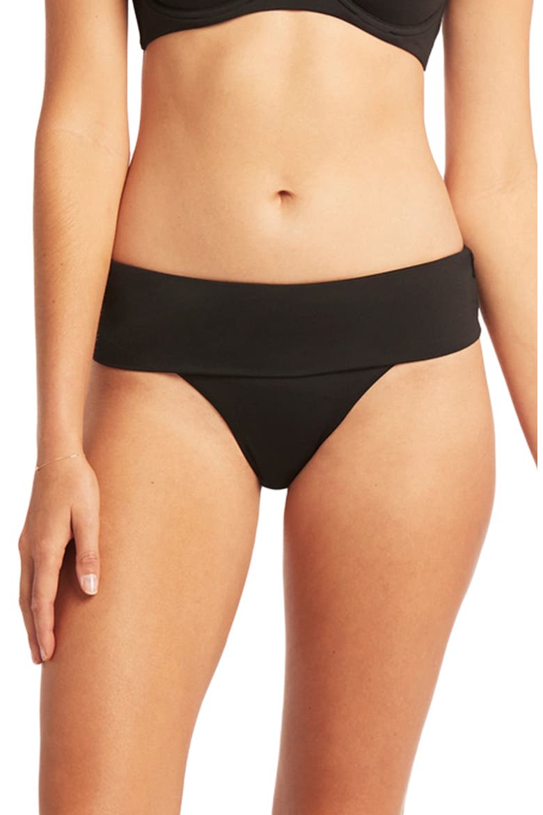 Essential Roll Band Bikini Bottoms, Main, color, BLACK