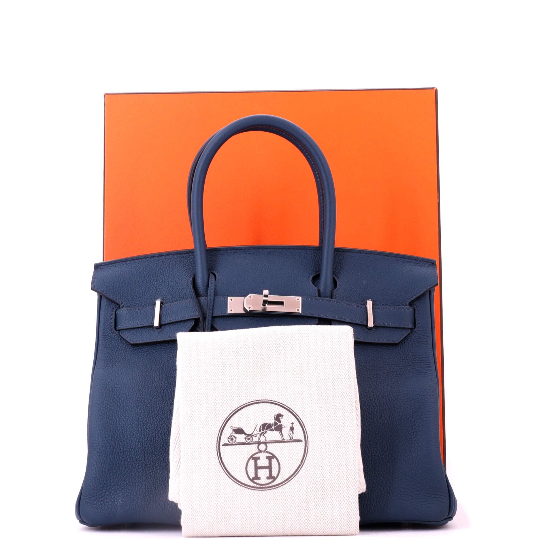 Pre-Owned Hermes Birkin Handbag Blue Togo with Palladium Hardware 30, Alternate, color, Bleu De Prusse