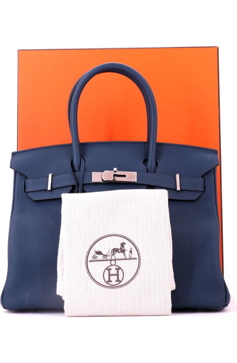 Pre-Owned Hermes Birkin Handbag Blue Togo with Palladium Hardware 30, Alternate, color, Bleu De Prusse