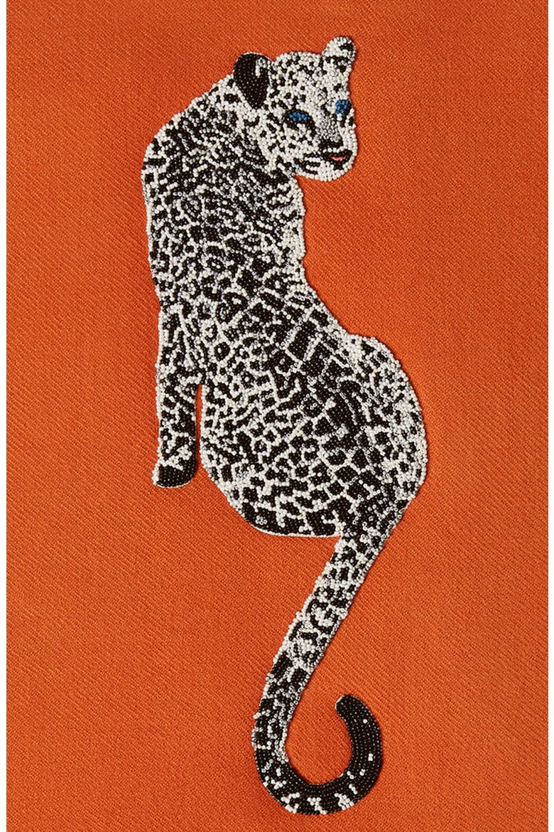 Leopard Embellished Throw, Alternate, color, Orange
