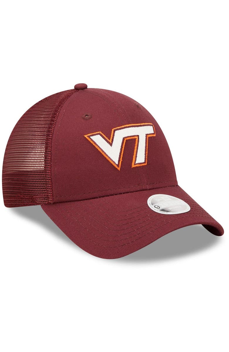 New Era Women's New Era Maroon Virginia Tech Hokies 9FORTY Logo Spark Trucker Snapback Hat, Alternate, color, 
