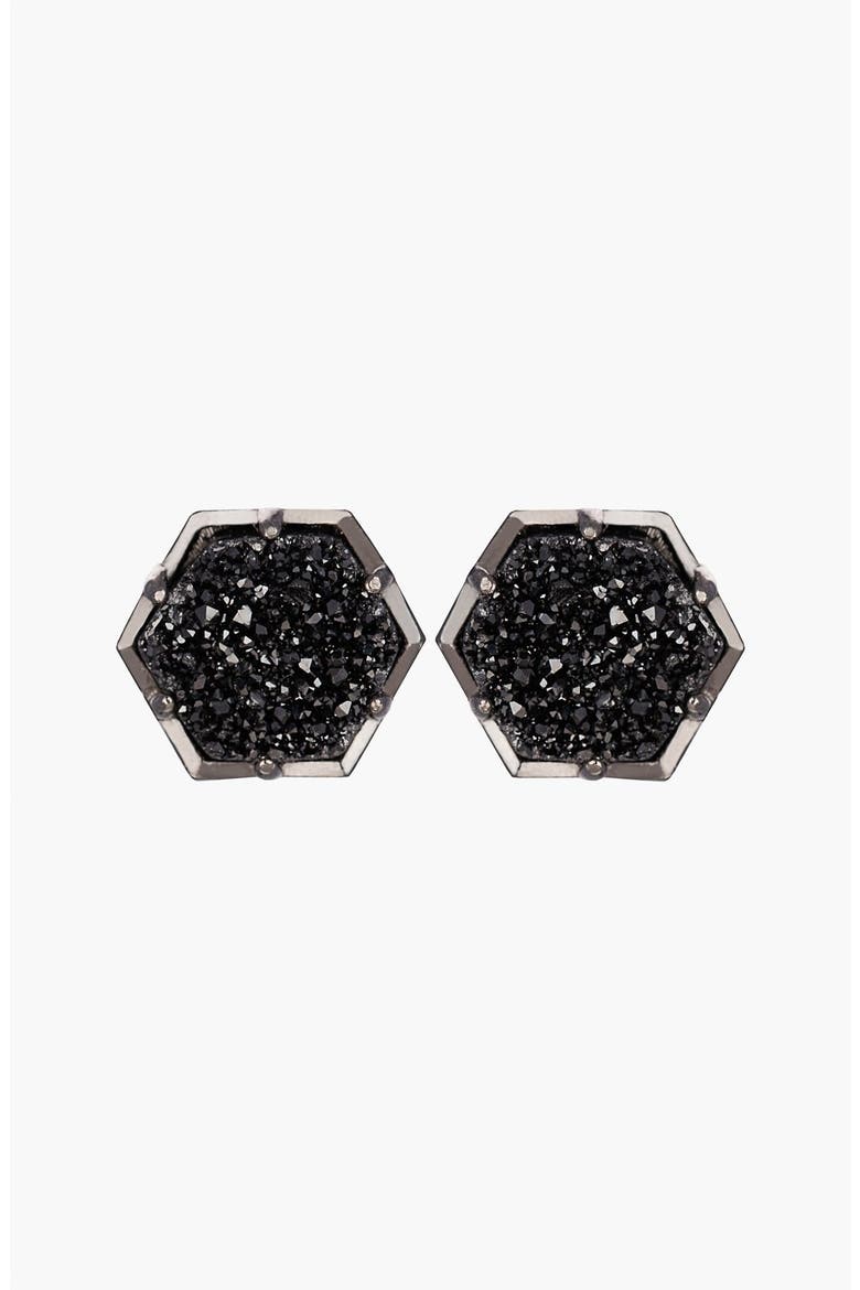 'Macy' Stud Earrings, Alternate, color, GUNMETAL/ BLACK DRUSEY
